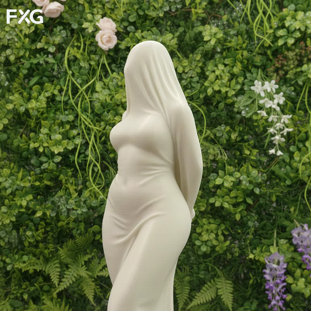 Sculpture de silhouette féminine couvrant une voile fluide, décoration de bureau, cadeau pour les jo
