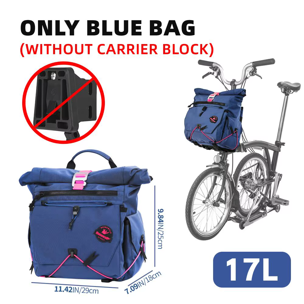 Sac de vélo pliable Rhinowalk, panier de vélo adapté aux Brompton et Dahon, 17L, à dégagement rapide