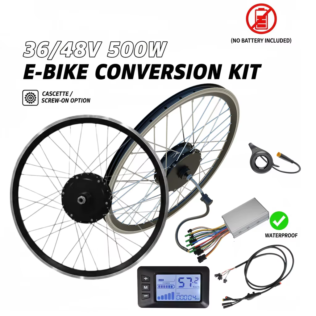 Kit de Conversion de vélo électrique 250-500W, avec contrôleur, affichage de l'accélérateur, fil pri