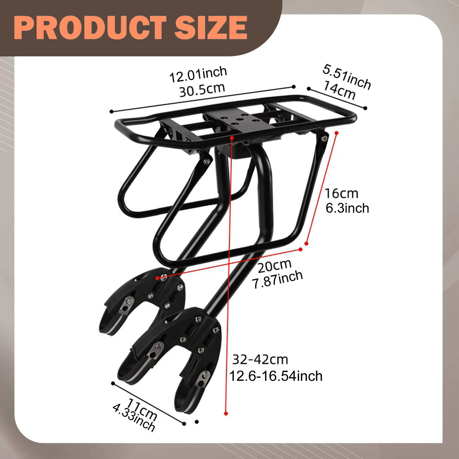 Porte-bagages universel pour vélo, porte-bagages arrière, support de frein à disque, accessoire de c