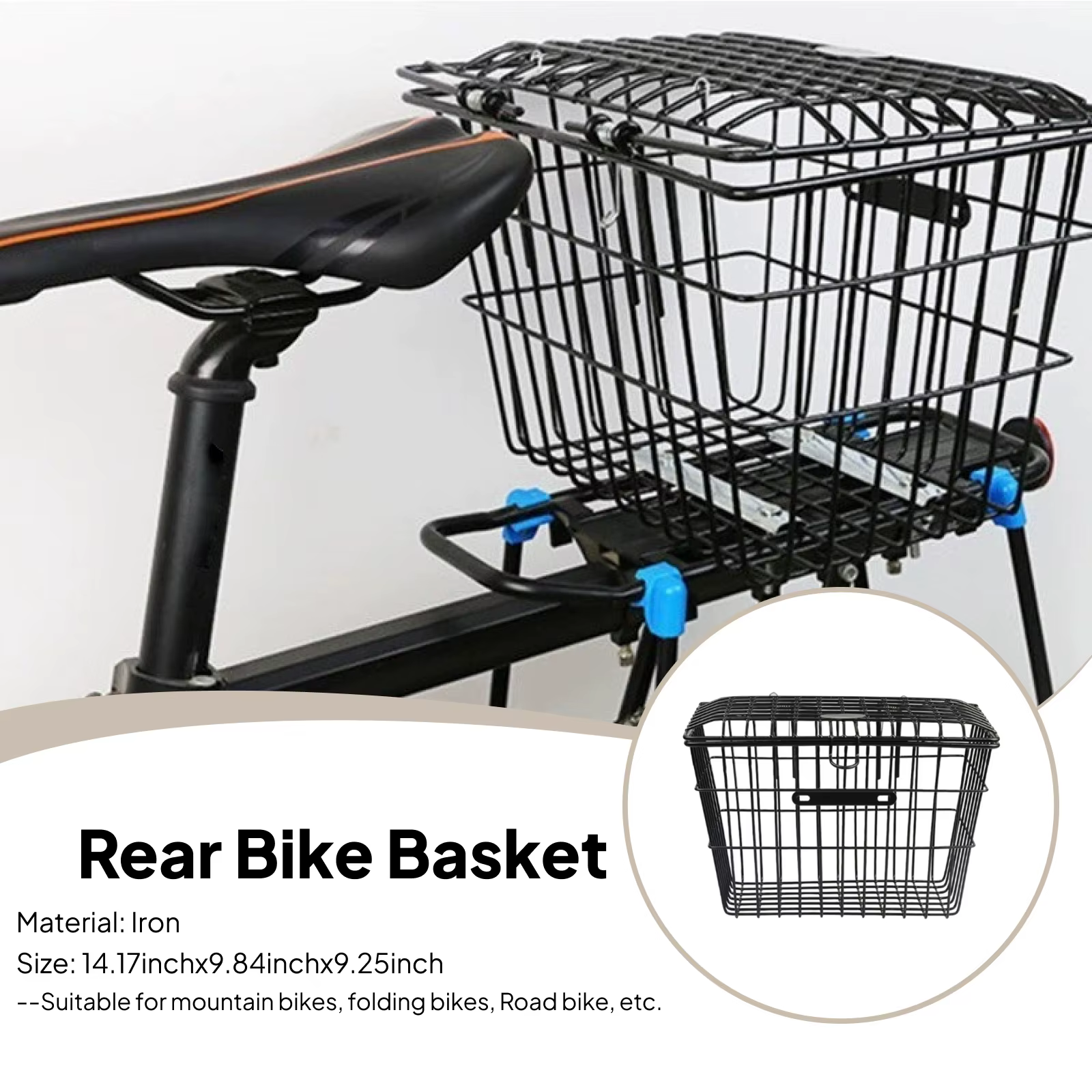 Panier de vélo arrière, support de chargement de vélo lourd avec couvercles pour vélos pliants, pani