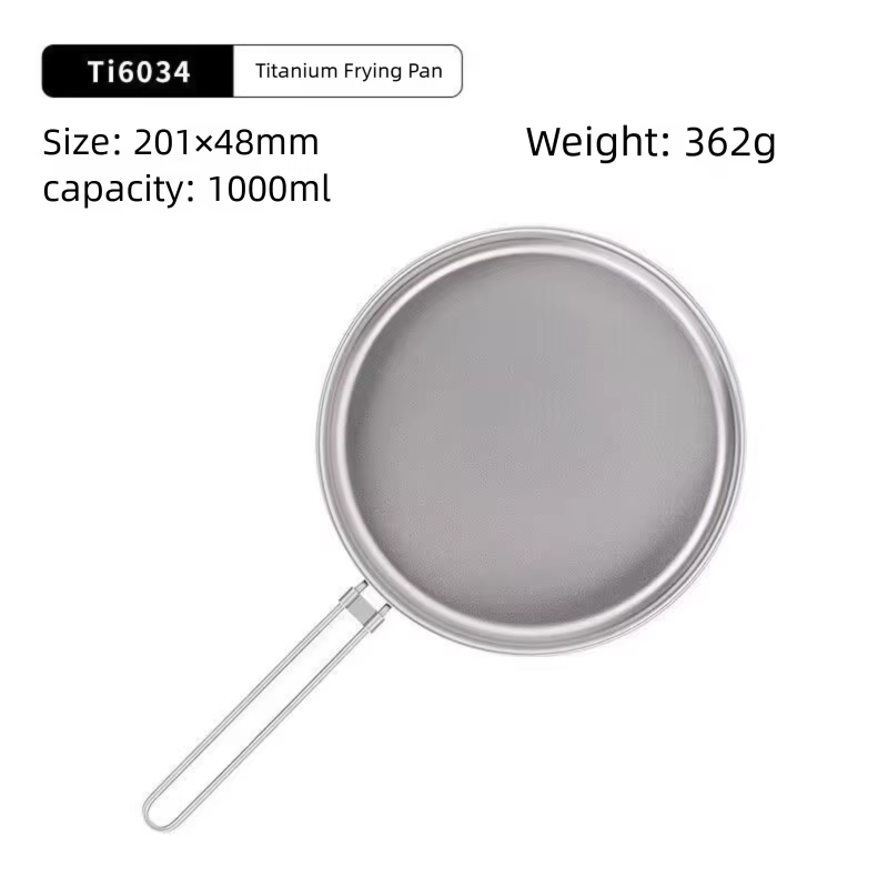 Poêle à frire en titane Keith 1000 ml sans revêtement, avec poignée pliable et sac de rangement, ust