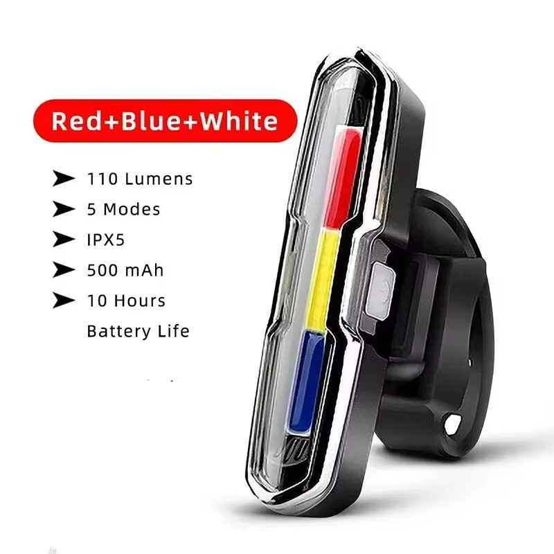 Feu arrière de sécurité pour le cyclisme : feu arrière LED rechargeable par USB étanche (modes flash