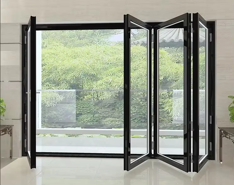 Porte pliante double verre personnalisée Jazz, accordéon en aluminium, délit lisse, portes pliantes 