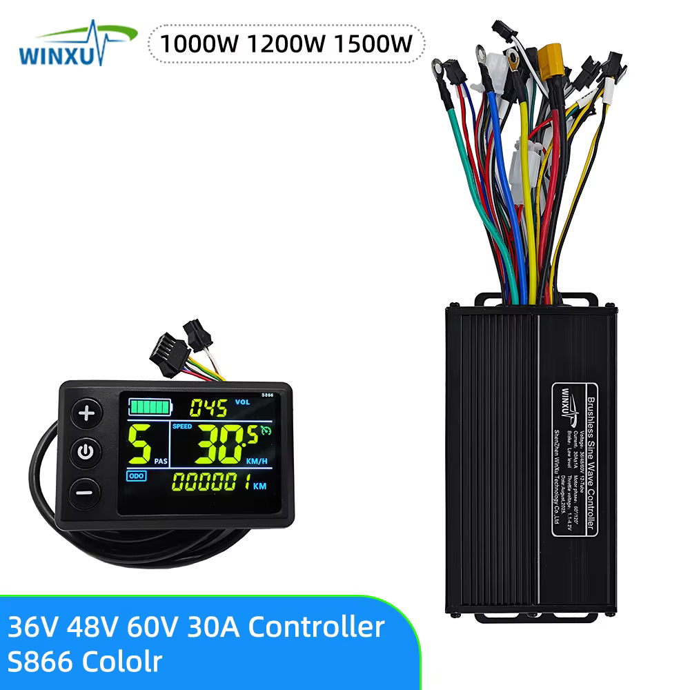 36V 48V 60V 30A 1000W 1200W 1500W e-bike moteur sans brosse contrôleur d'onde sinusoïdale S866 coule