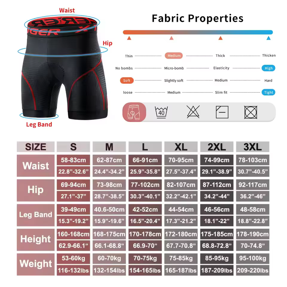 X-TIGER hommes sous-vêtements de cyclisme Shorts 5D rembourré sport équitation vélo vtt doublure Sho