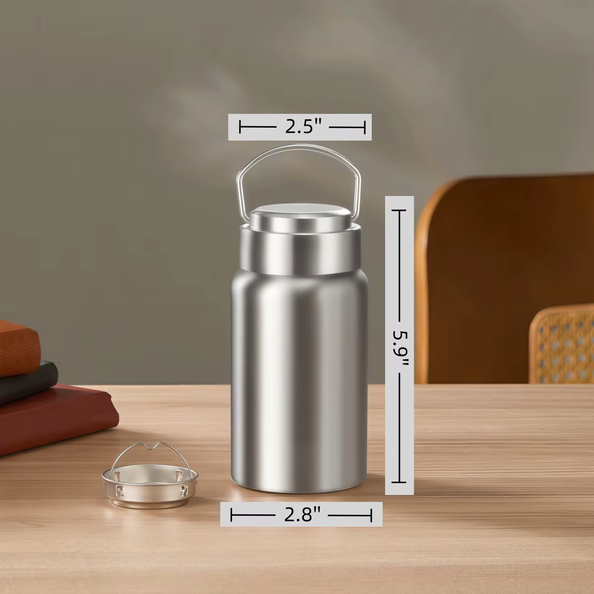 Bouteille d'eau isotherme en acier inoxydable 316, bouteille d'eau pour vélo avec couvercle en acier