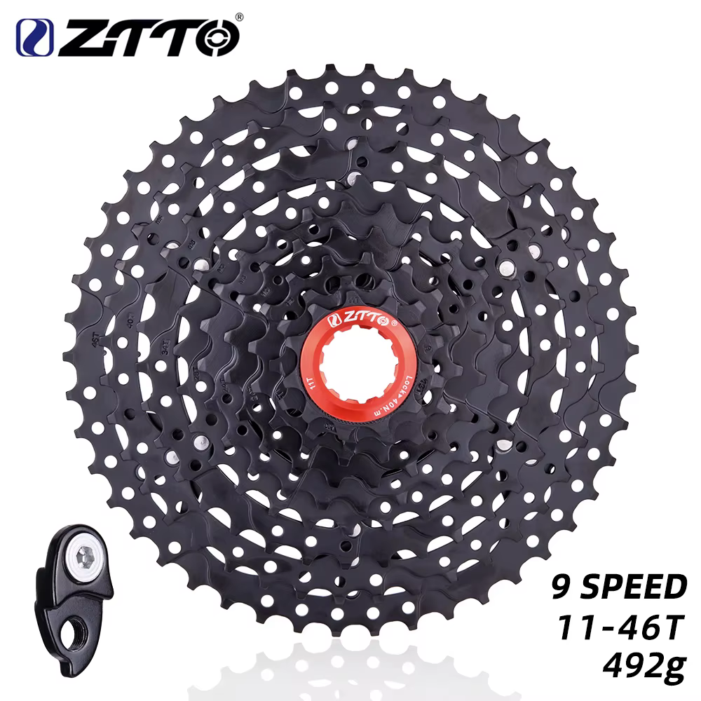 ZTTO-Cassette VTT 9 vitesses 11-46T avec rallonge de suspension, pignon 9 s 9 vitesses 9v k7, rappor