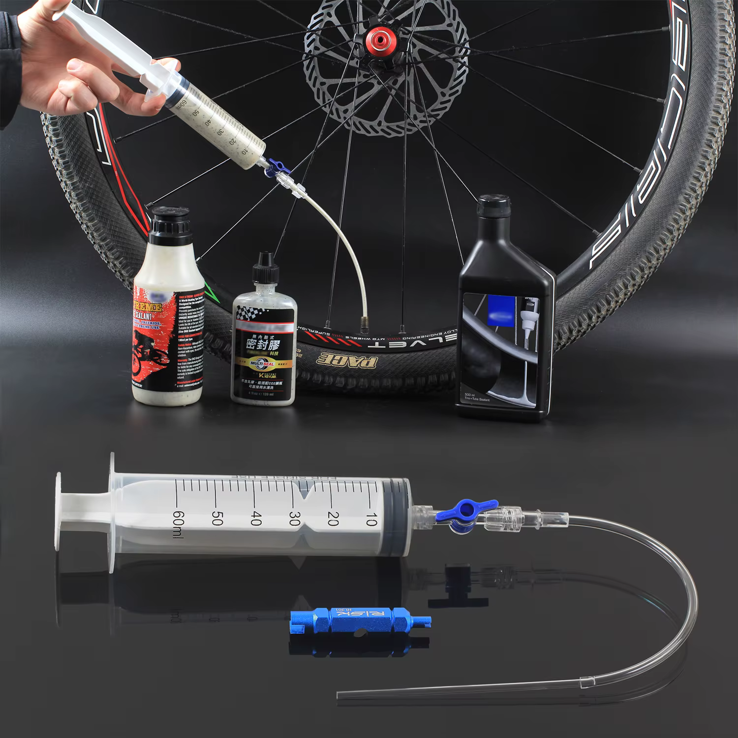 Risque RL225 vélo vélo Tubeless pneu scellant injecteur outil d'injection seringue Schrader Presta V