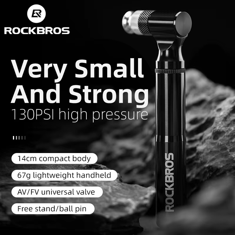 ROCKBROS 130psi pompe à vélo Mini Portable pneu gonfleur d'air pompe à vélo en aluminium ultraléger 