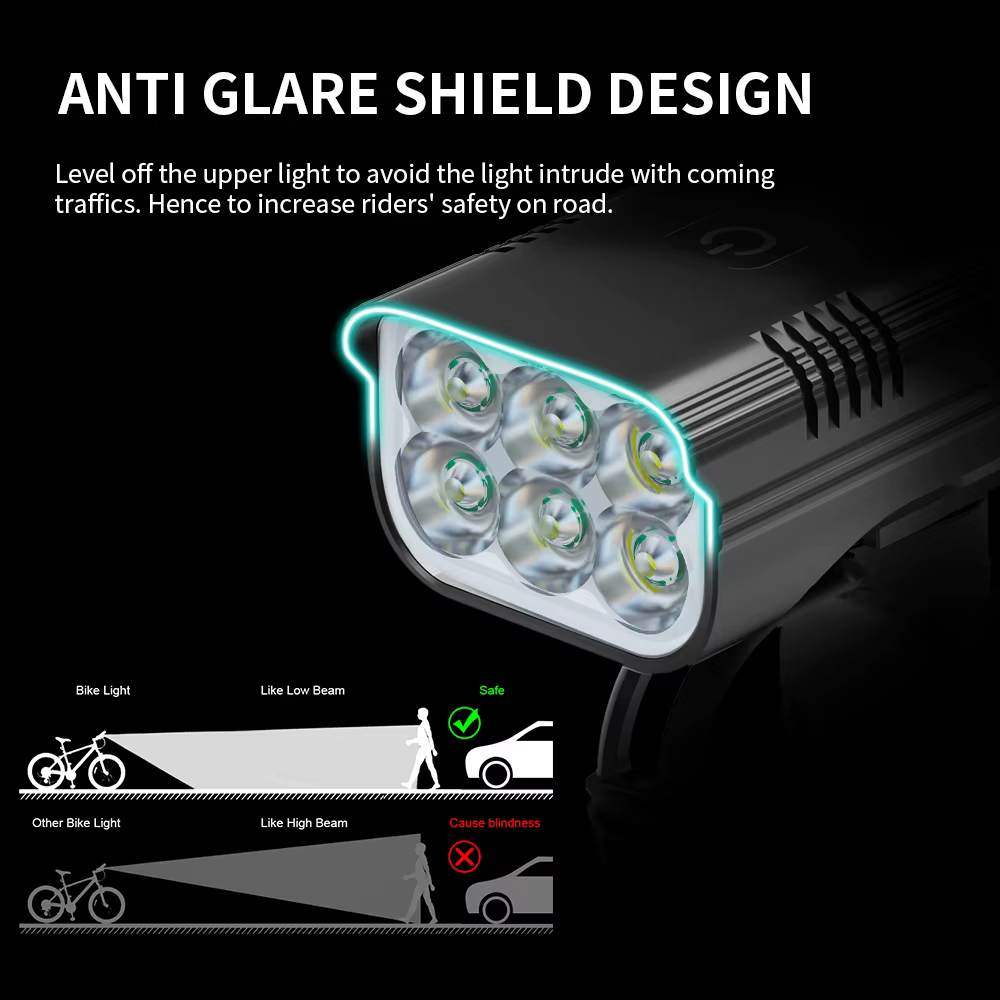10000mAh 6-8 LED lumière de vélo USB Rechargeable 3600 Lumens phare de vélo lampe de poche Super bri