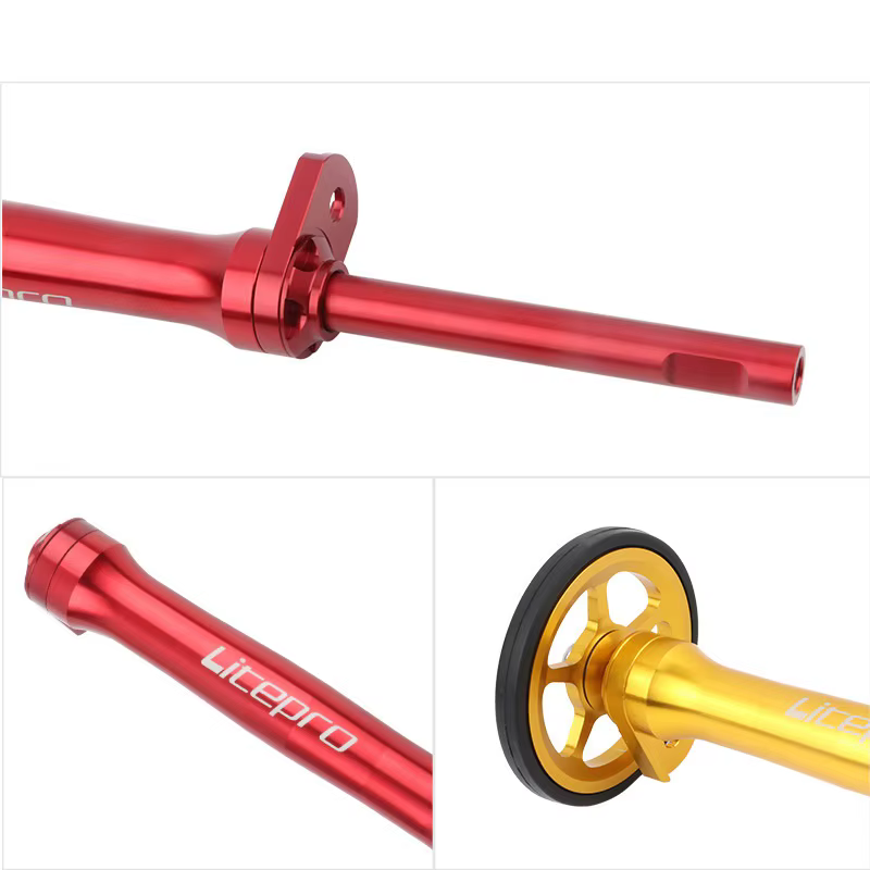 Litepro – barre d'extension et roue facile, pour brompton, supports arrière, bloc, tige télescopique