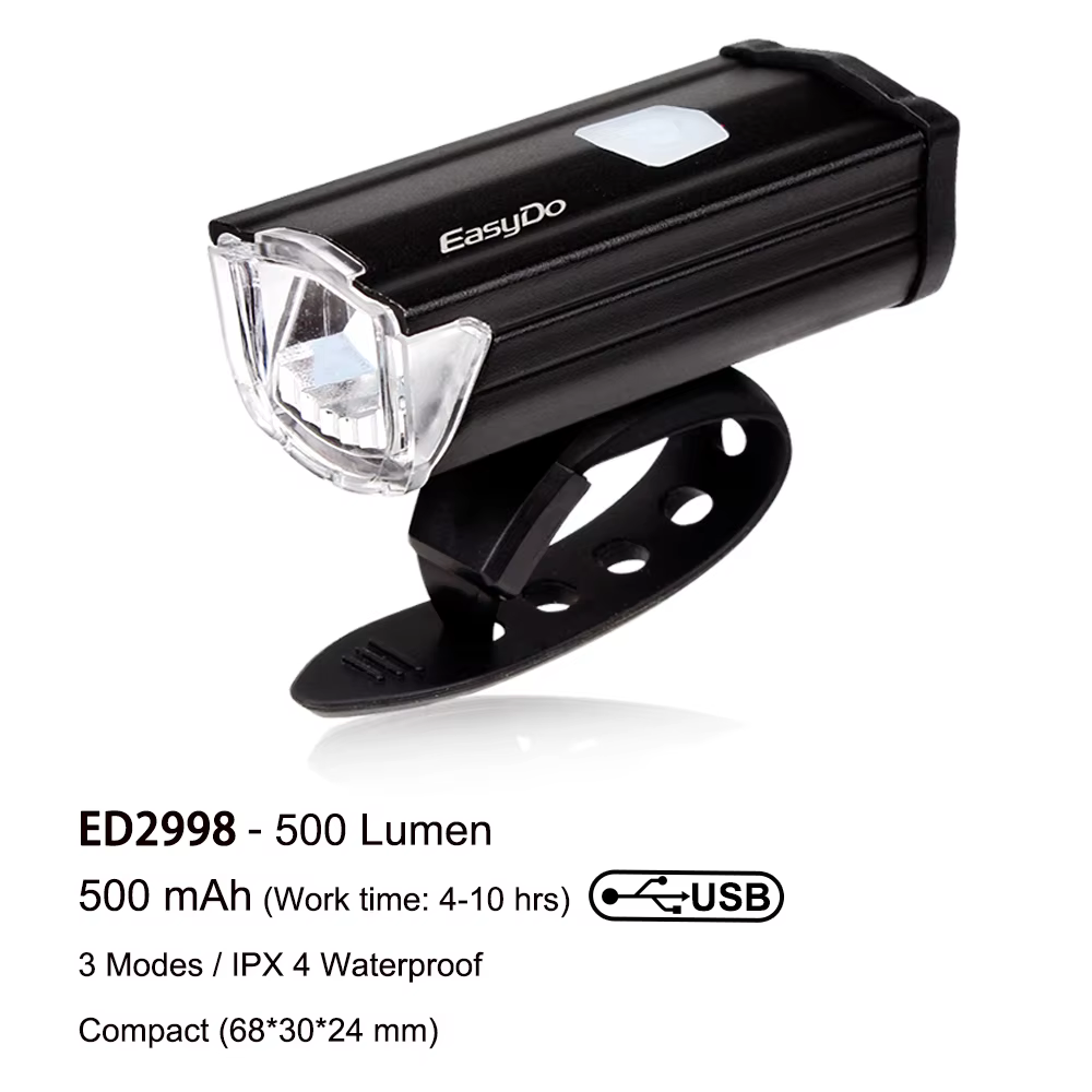 EasyDo-Lampe de vélo LED étanche à la pluie, aste par USB, lampe frontale VTT, lampe de sauna ultral