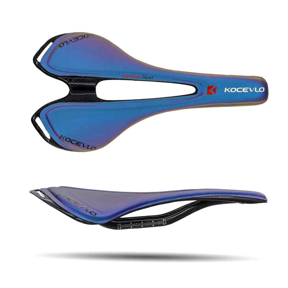 KOCEVLO – selle de vélo de route en Fiber de carbone + cuir, coussin de siège, décoloration de vélo 