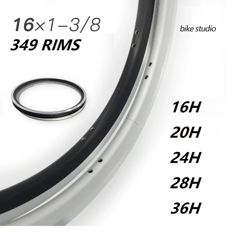 Jantes de vélo à Double couche de 16 pouces, 1-349, pour vélo pliant Brompton, en alliage d'aluminiu