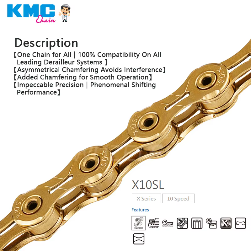 KMC-Vélo de Route et Montagne à 10 Vitesses, Boîte Originale, JOX10EPT, X10EL, X10SL, JO116