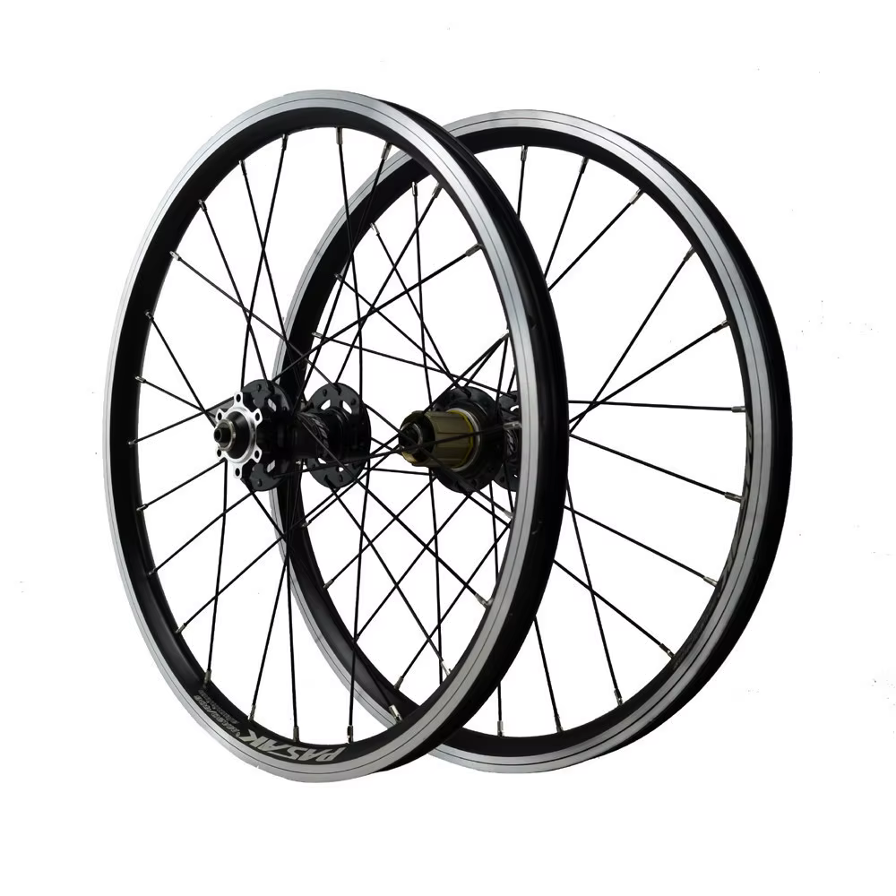Paire de roues de vélo pliant, frein à disque, frein à jante en V, 24H, valve AV, moyeux à roulement
