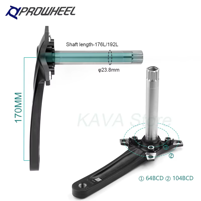 PROWHEEL Neige Vélo 170mm Pédalier Axe 176/192mm Gros Vélo Manivelle Pédalier BB 100/120 E-BIKE Pièc