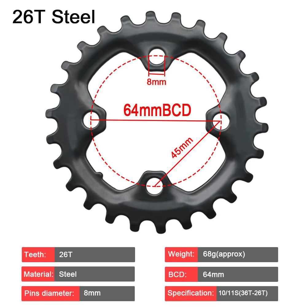 64BCD 104BCD vtt plateau de vélo Double roue à chaîne 22T 24T 26T 28T 36T 38T pignons VTT pédalier p