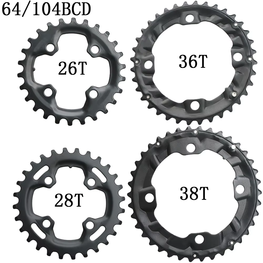 64BCD 104BCD vtt plateau de vélo Double roue à chaîne 22T 24T 26T 28T 36T 38T pignons VTT pédalier p