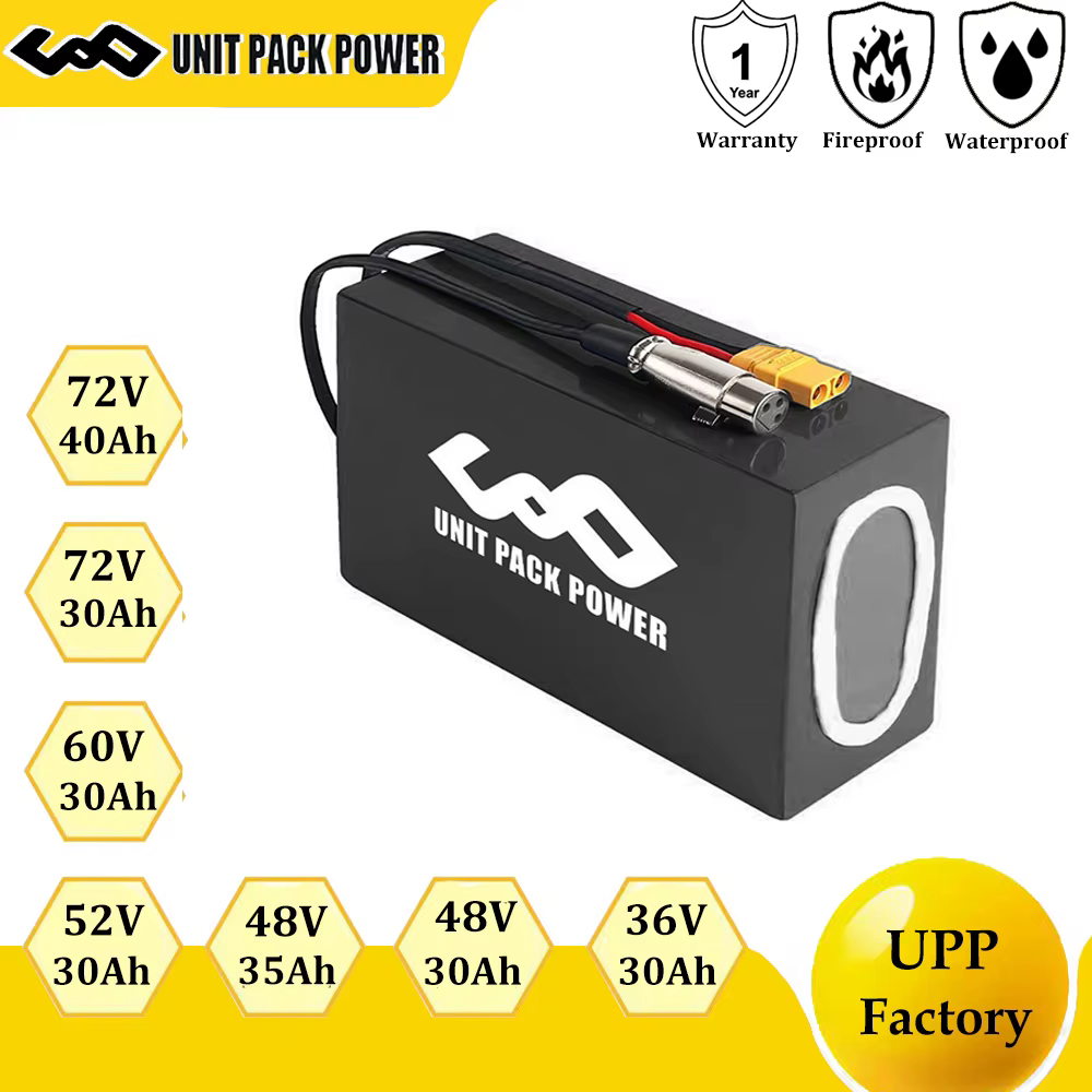 Batterie étanche en PVC pour moto électrique, 48V, 30AH, 72V, 36AH, 60V, 52V, 1800W, 1500W, 1000W, 2