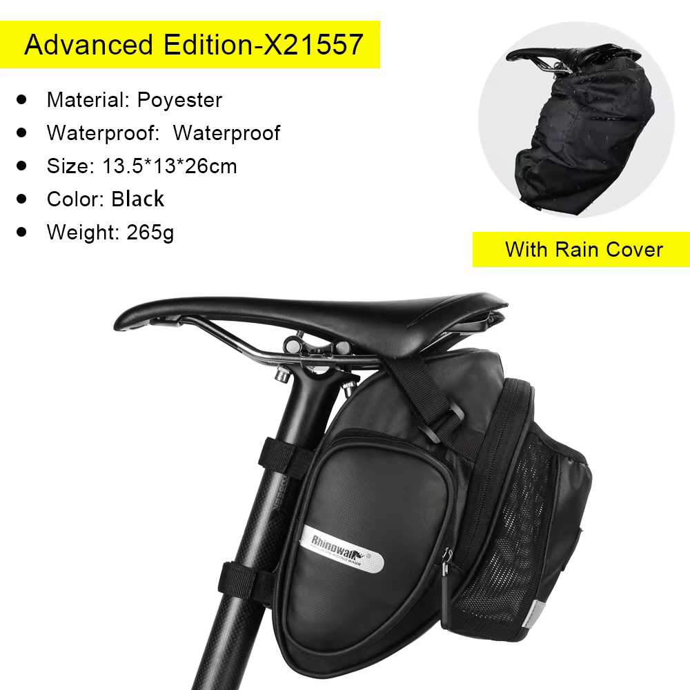 Rhinowalk – sac de selle de vélo étanche avec poche pour bouteille d'eau, sacoche arrière à grand Vo