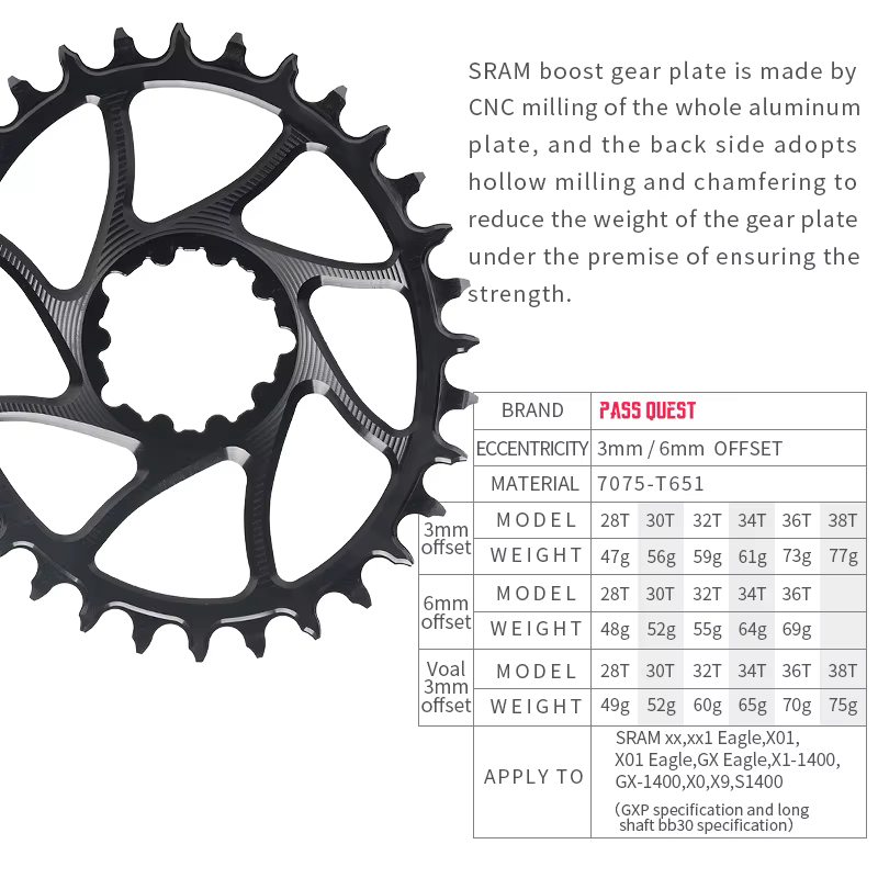 Plateau de pédalier SRAM Gx xx1 Eagle GXP, 6mm, argent, pour vtt rond, étroit et large, 28T, 30T, 32