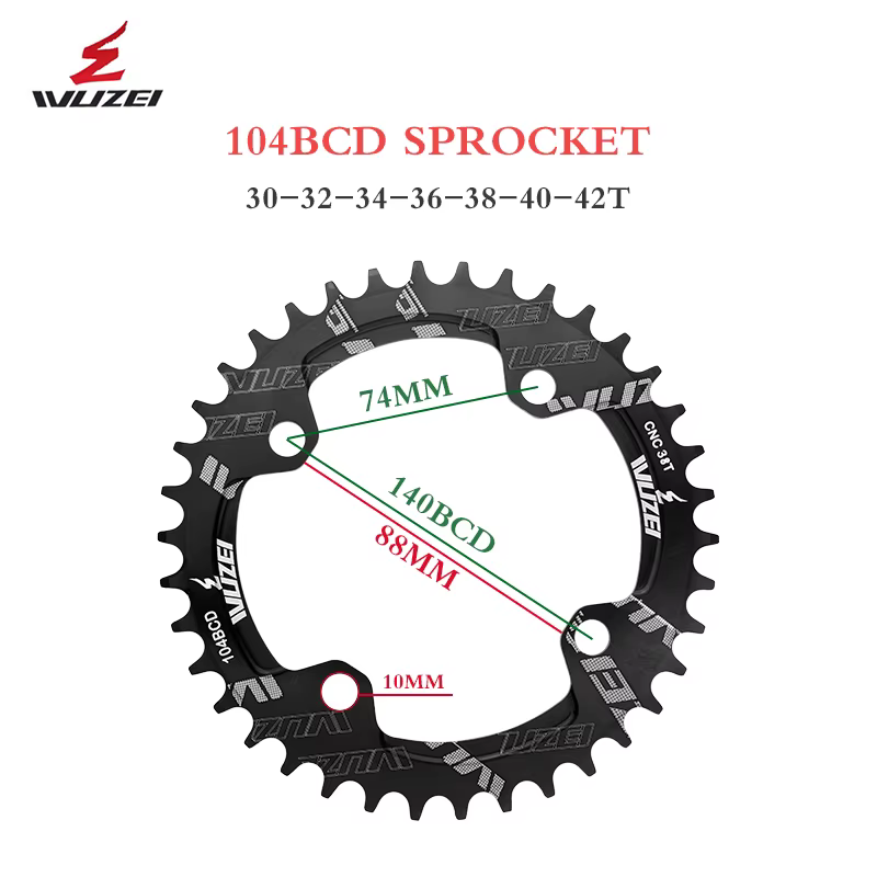 WUZEI 104BCD – chaîne ronde 30T 32T 34T 36T 38T 40T 42T 44T 46T 48T 50T 52T, roue à chaîne étroite e