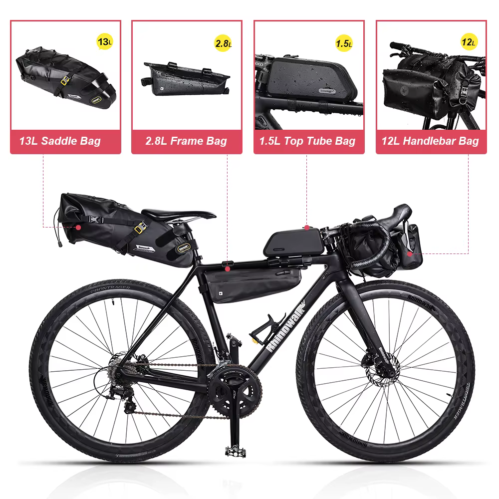 Rhinowalk – ensemble de sacs de vélo étanches, sacoches de cyclisme, de selle, de cadre et de Tube, 