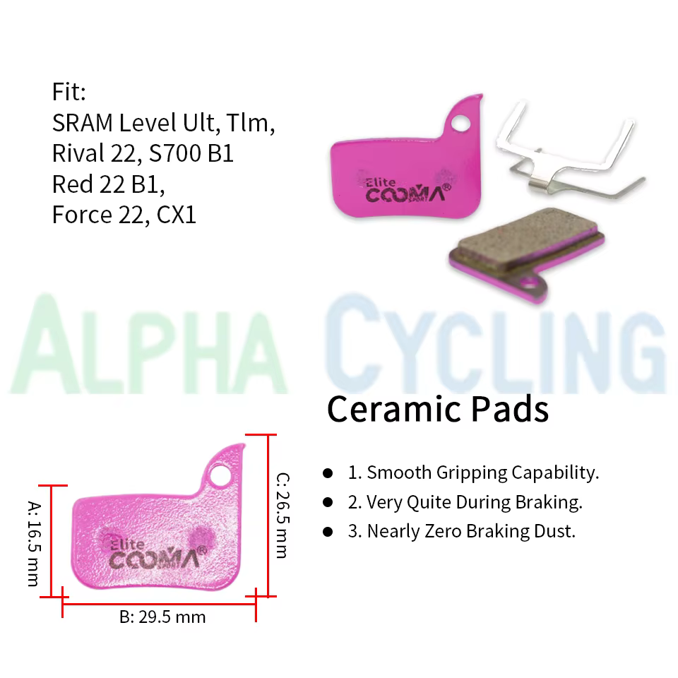 4 paires de plaquettes de frein à disque de vélo en céramique pour niveau SRAM, rouge 22 B1, Force 2