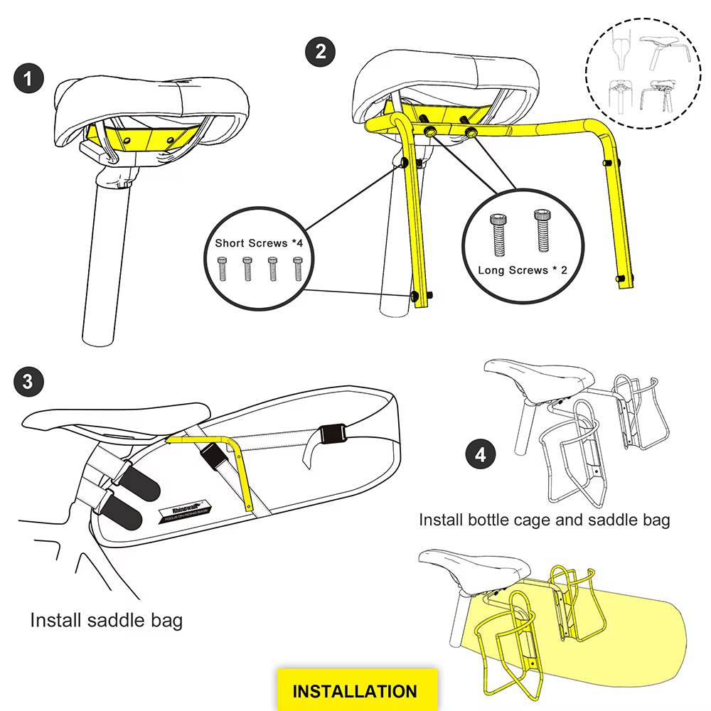Rhinowalk Support de stabilisateur de selle de vélo Support de montage de siège arrière Support de p