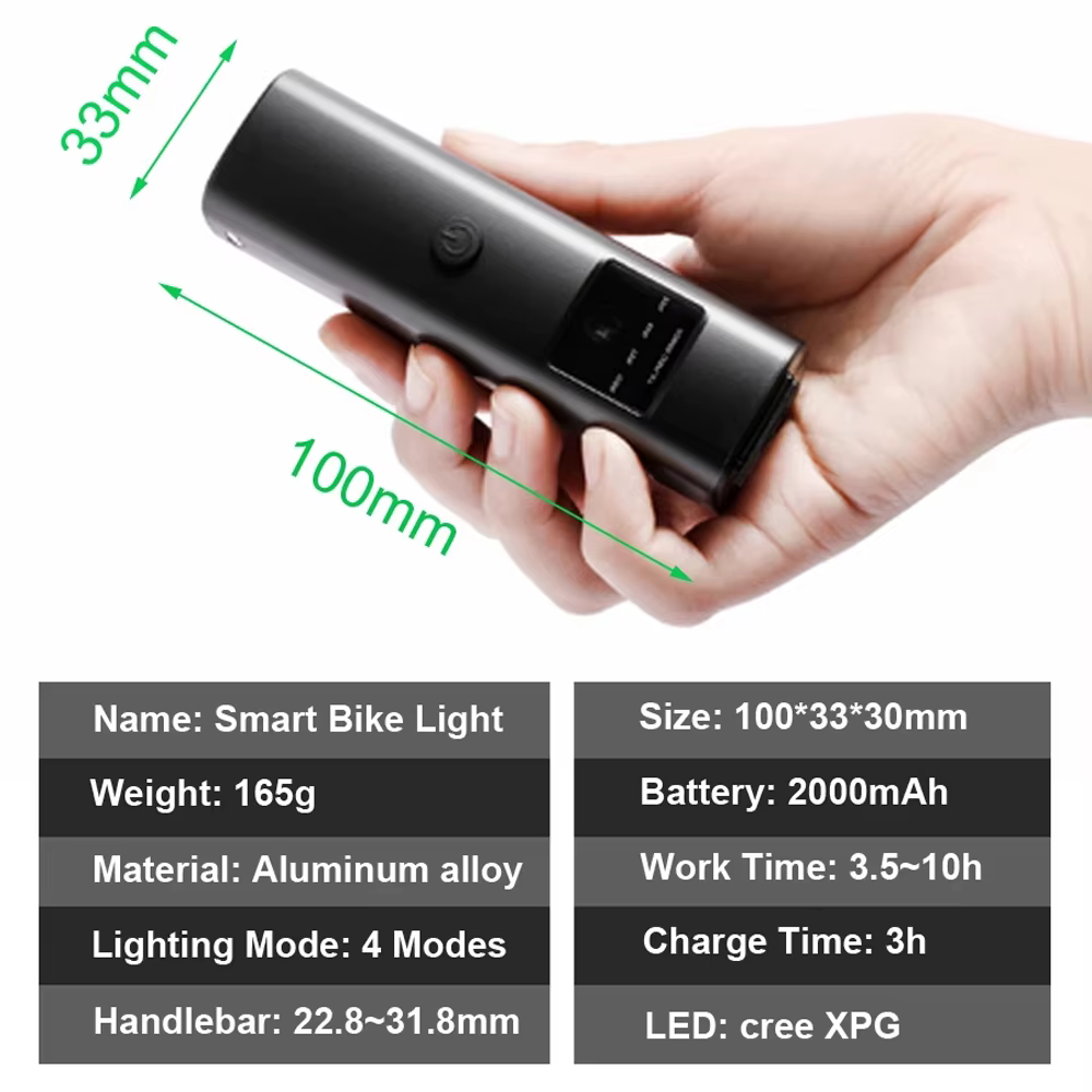 NEWBOLER vélo lumière étanche à la pluie USB Rechargeable LED 2000mAh vtt avant lampe phare cyclisme