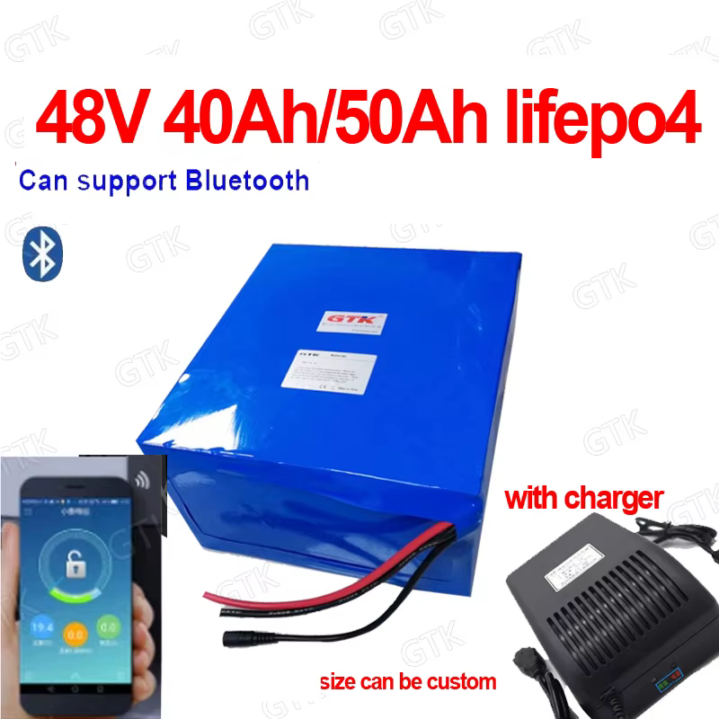 Pack de batteries lithium Lifepo4 Gtk 16S 48V 40Ah 50Ah avec BMS Bluetooth 50A 80A et application po