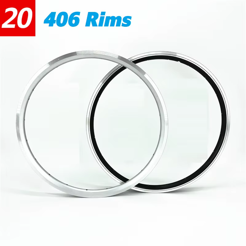 20 "406 jantes de vélo pliantes Double paroi jante en alliage d'aluminium Valve Schrader 20H 24H 28H