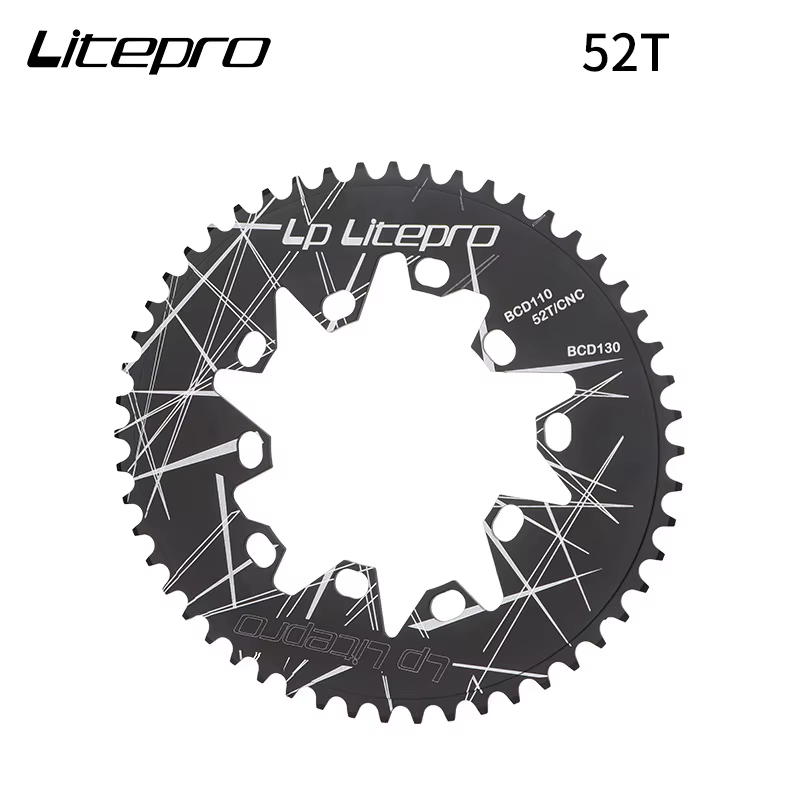 Litepro-Plateau Ovale Double 110/130BCD pour Vélo Pliant Bromsilice, Pédalier VTT de Route 52/54/56/