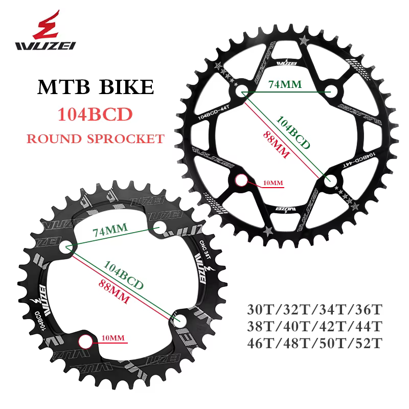 WUZEI 104BCD – chaîne ronde 30T 32T 34T 36T 38T 40T 42T 44T 46T 48T 50T 52T, roue à chaîne étroite e