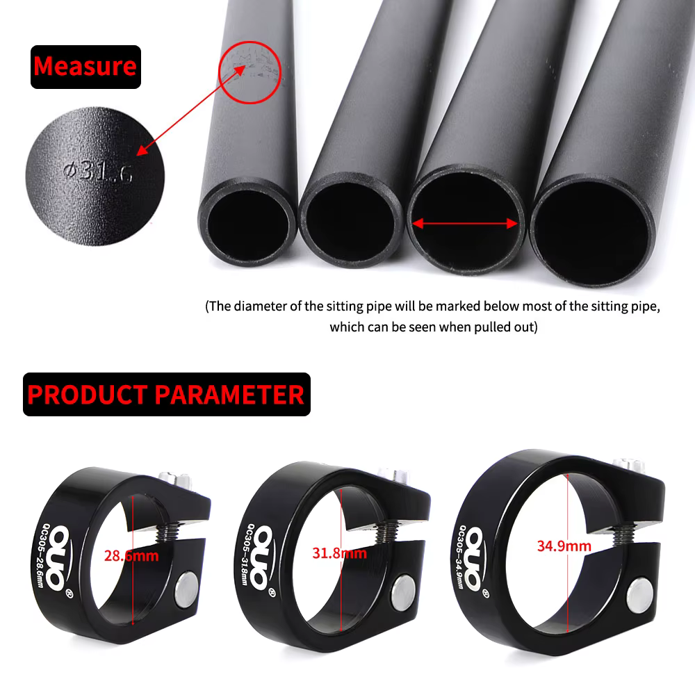 OUO – pince de tige de selle de vélo en aluminium, 28.6/31.8/34.9mm, multicolore, ultralégère, pour