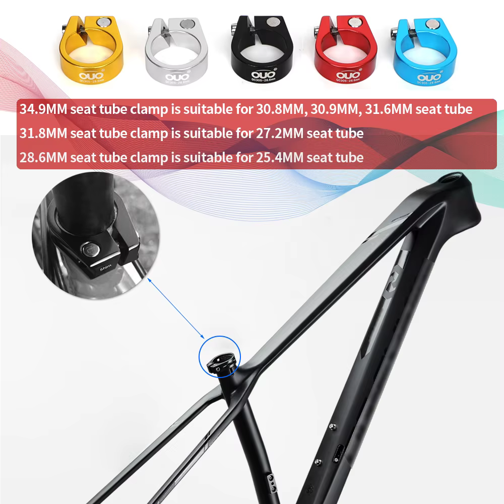 OUO – pince de tige de selle de vélo en aluminium, 28.6/31.8/34.9mm, multicolore, ultralégère, pour