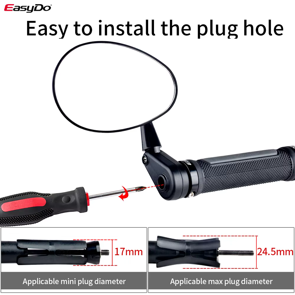 EasyDo guidon de vélo 360 Rotation large gamme réglable-rétroviseur réflecteur gauche et droit 17-24