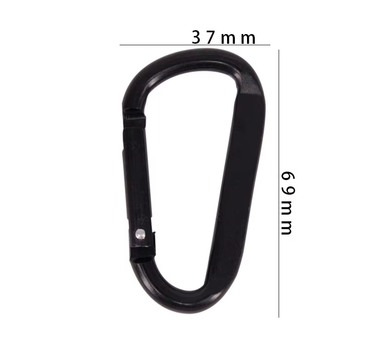 Mousqueton en alliage d'aluminium noir, anneau en D, Clip de porte-clés de Camping, mousqueton, Kit 