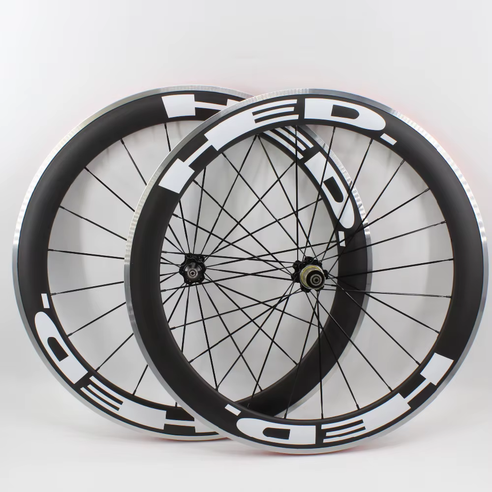 Paire de roues de vélo de route en carbone UD mat, surface de freinage en alliage, brochettes à rayo