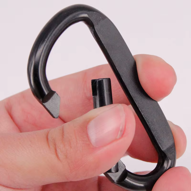 Mousqueton en alliage d'aluminium noir, anneau en D, Clip de porte-clés de Camping, mousqueton, Kit 