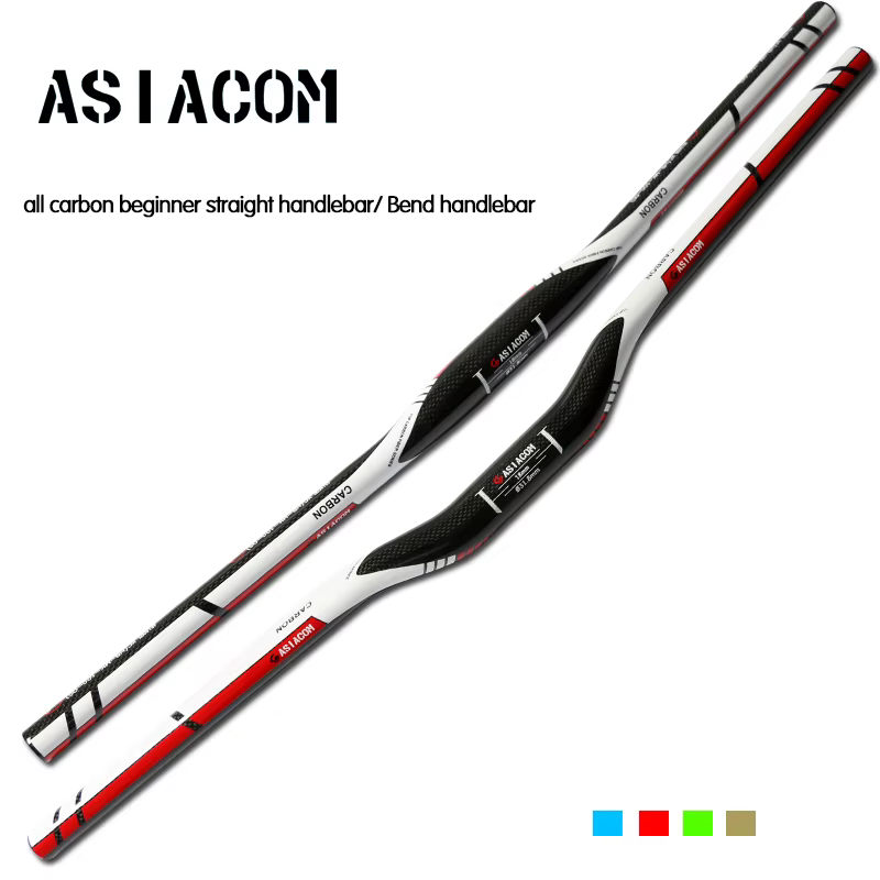 ASIACOM-Guidon de vélo de montagne entièrement en fibre de carbone 3K, barre de courbure en carbone,