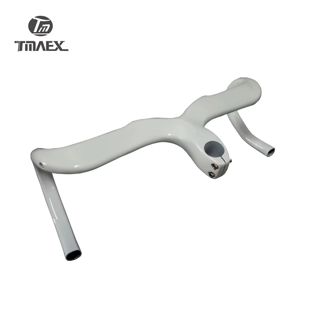 Guidon de vélo de route en carbone, guidon intégré à la peinture blanche avec tige, pièces de vélo, 