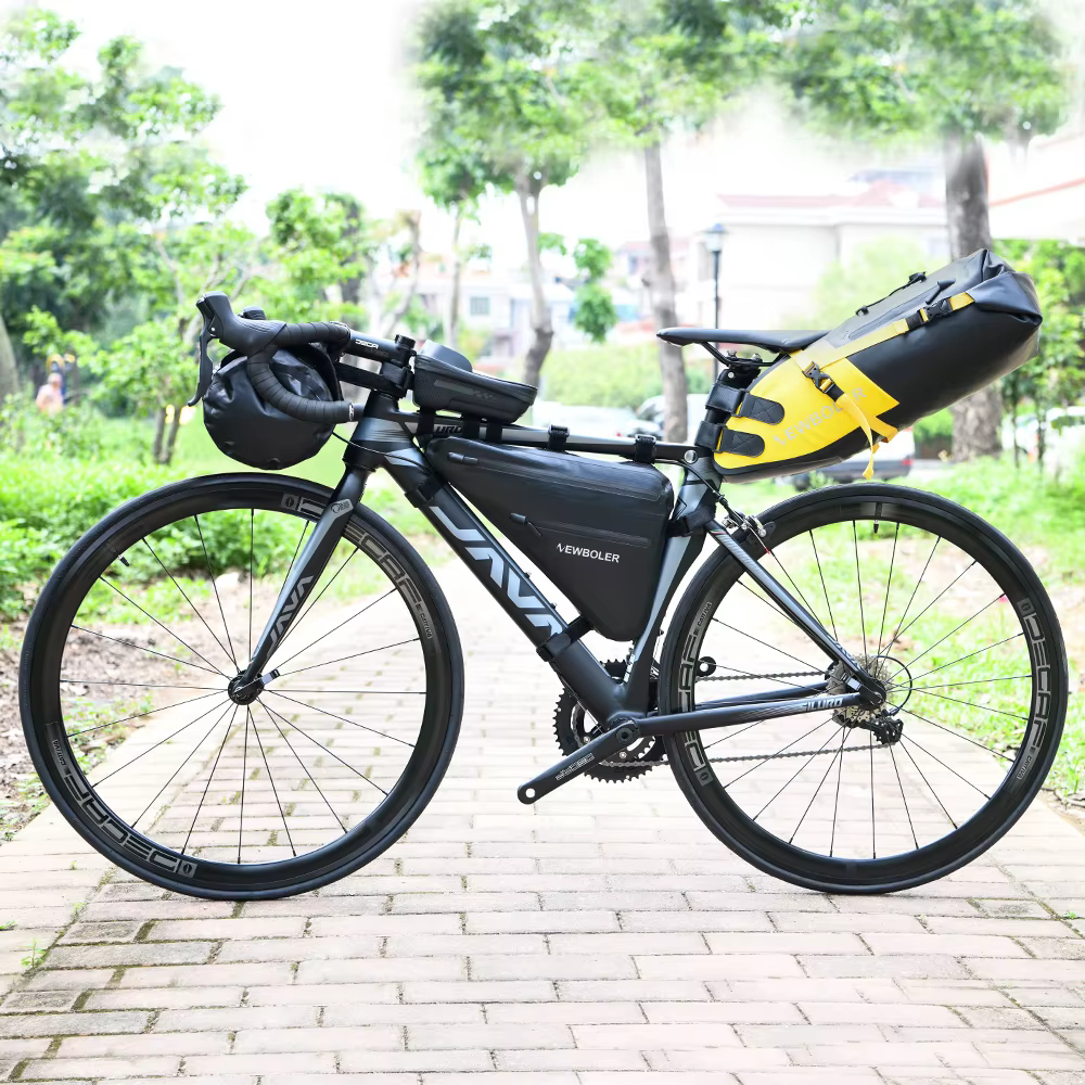 NEWBOLER sac de vélo étanche à la pluie grande capacité vtt vélo de route cadre sac Triangle pochett