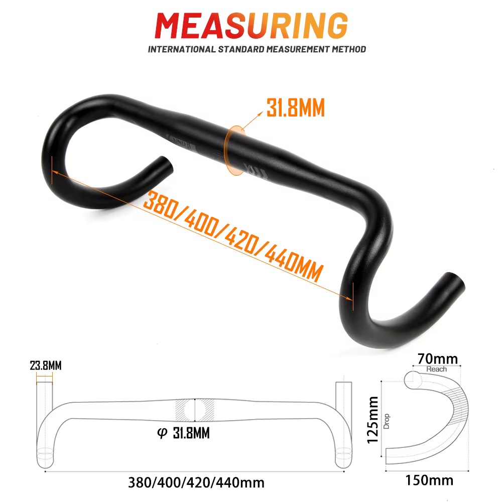 UNO – guidon de vélo de course ultraléger plié en aluminium 7050, guidon de vélo de route 31.8x380/4
