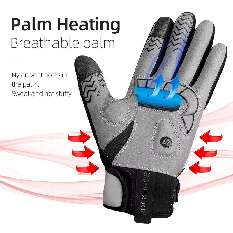 ROCKBROS – gants de vélo pour hommes et femmes SBR avec écran tactile USB chauffants coupe-vent resp