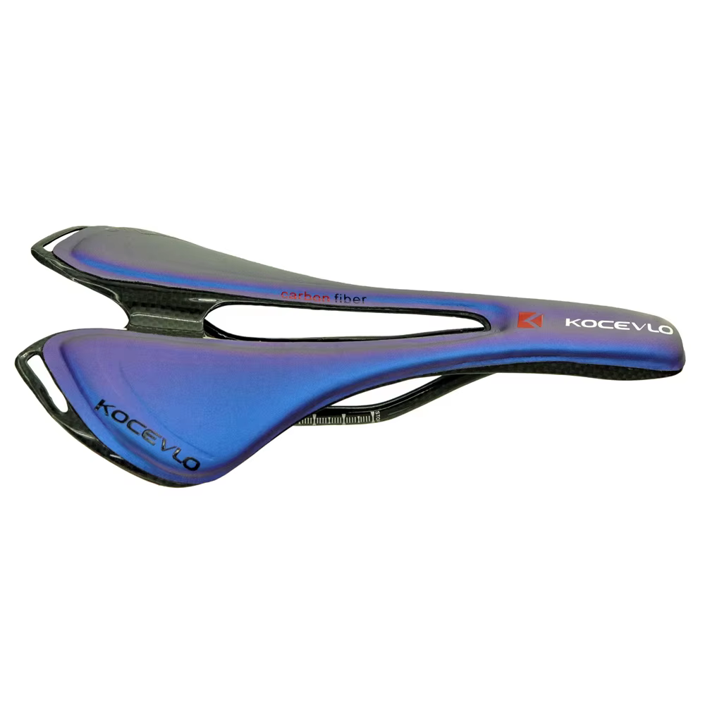 KOCEVLO – selle de vélo de route en Fiber de carbone + cuir, coussin de siège, décoloration de vélo 