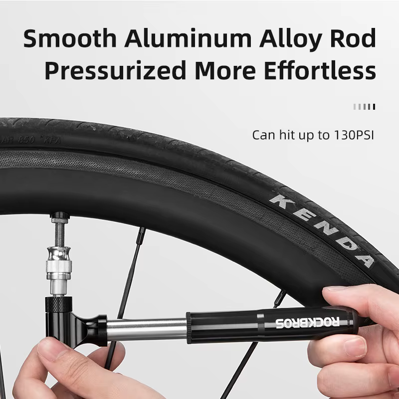 ROCKBROS 130psi pompe à vélo Mini Portable pneu gonfleur d'air pompe à vélo en aluminium ultraléger 