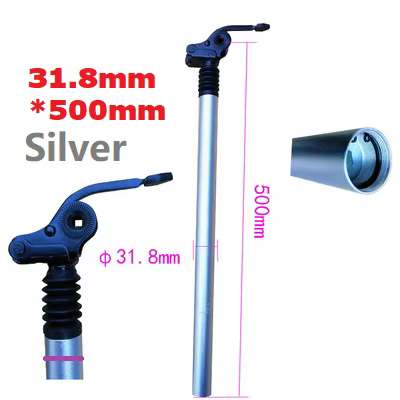 Tige de dégager de vélo électrique pliante, amortisseur de choc, 31.8mm, 33.9mm, 34mm, 500mm